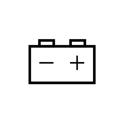 Line drawn graphic of the positive and negative terminals of a battery created by Industrial Nameplate