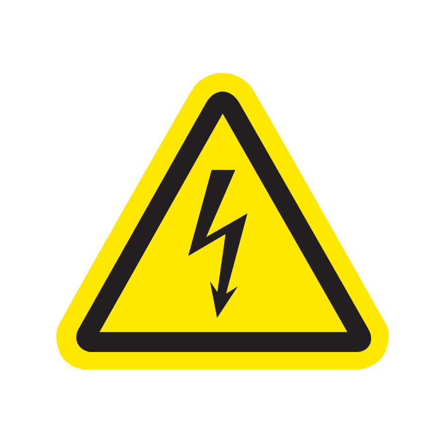 Electric Shock Warning Graphic of yellow triangle with electric bolt inside created by Industrial Nameplate