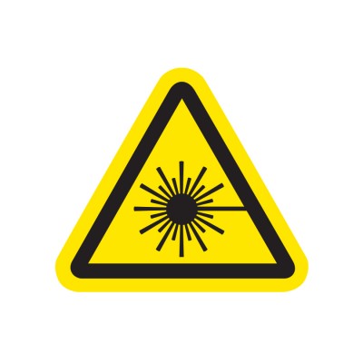 Explosive Warning graphic of a yellow triangle with an exploding sun inside created by Industrial Nameplate