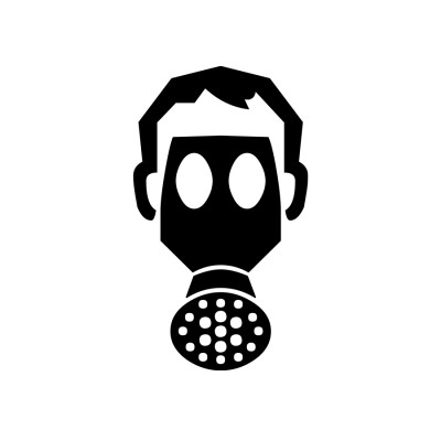 Face with gas mask graphic created by Industrial Nameplate