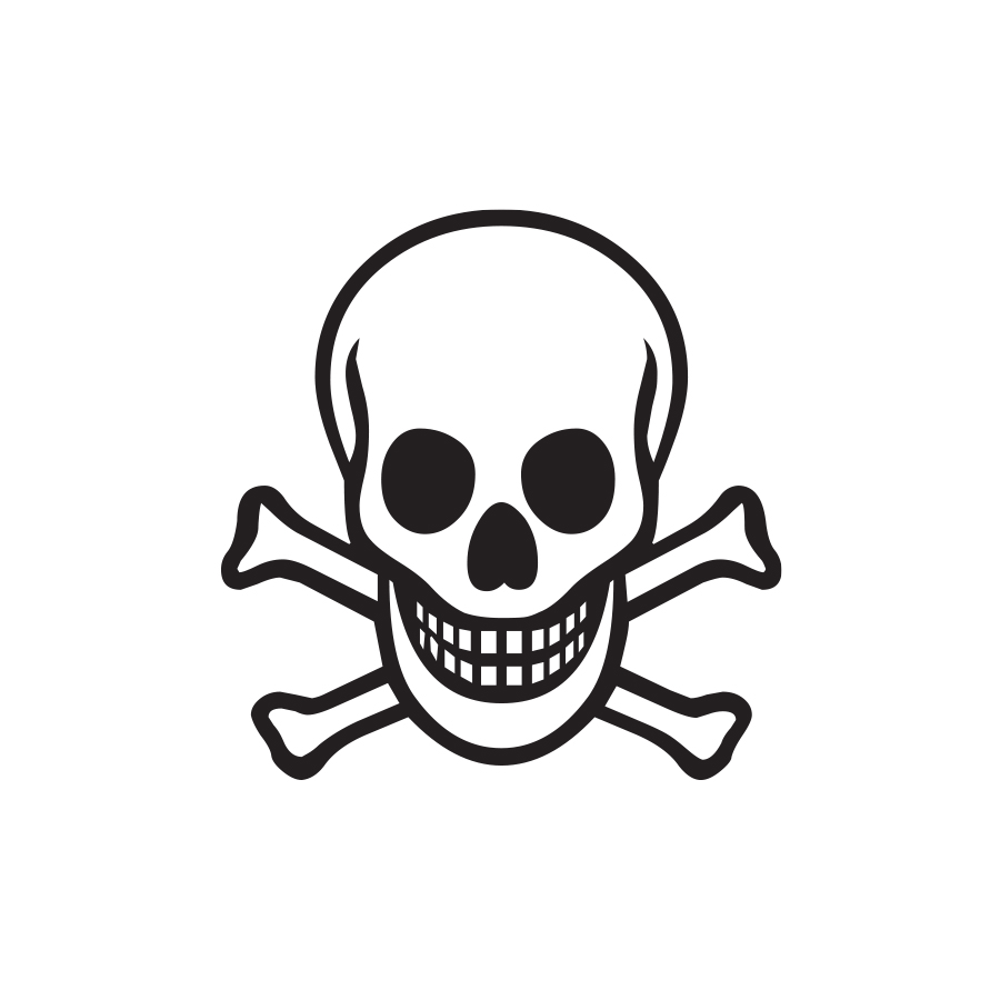 Graphic of skull and crossbones created by Industrial Nameplate