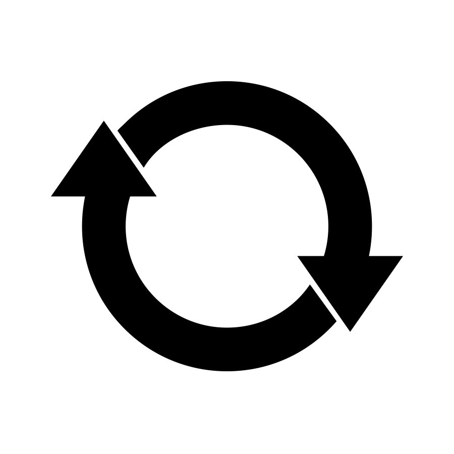 Graphic of a circle with two arrows end-to-end created by Industrial Nameplate